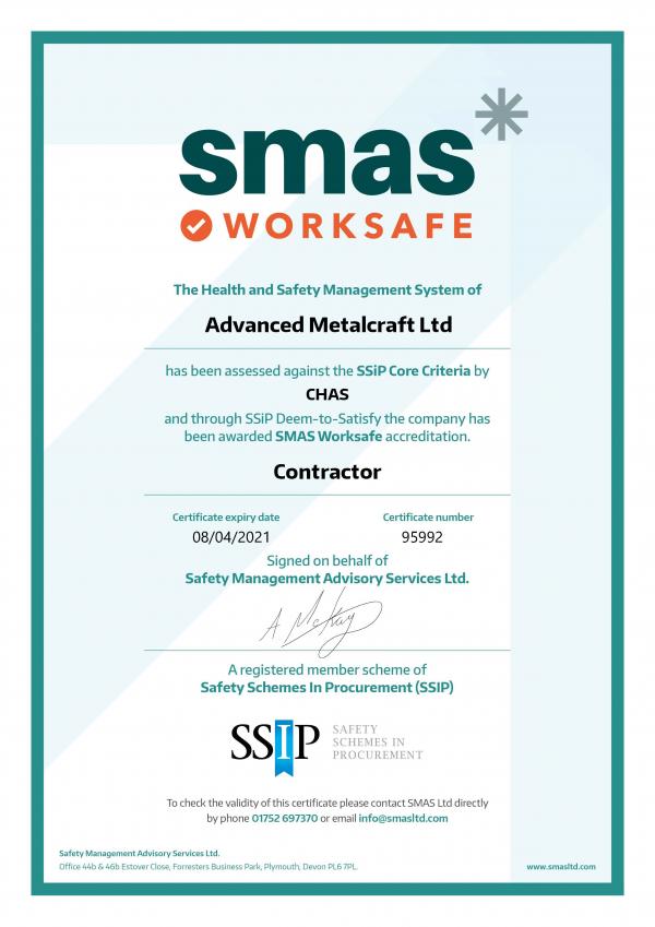 Contractor SMAS SSIP expiry 08.04.2021