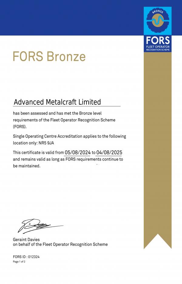 Bronze Advanced Metalcraft Limited Page 1